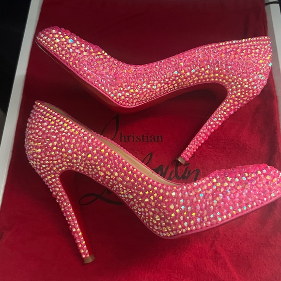 Christian Louboutin Barbie Pink Swarovski Crystal Rhinestone Heels Size 36.5 - Picture 6 of 8
